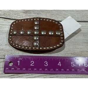The Buckle Studded Riveted Brown Leather Belt Buckle New with Tags TubX